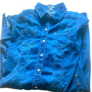 Old Navy Blue Denim Button-Up Dress